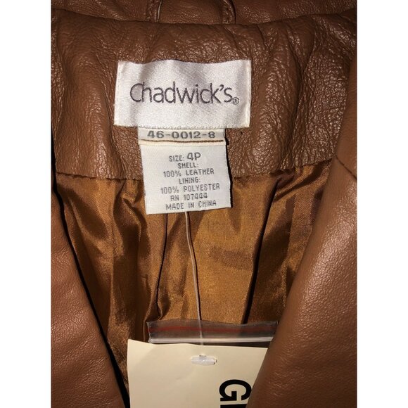 Chadwick's Brown Genuine Leather Jacket SIZE 4P NWT - Picture 2 of 14